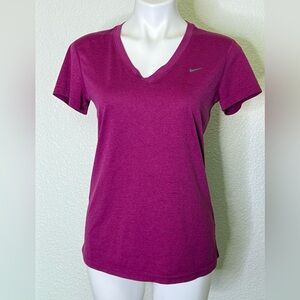 Nike Women's Magenta V-Neck Dri-fit Tee